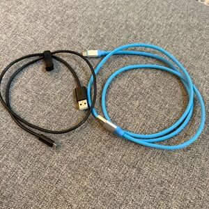 USB Micro USB Connector Cables 2-pc Bundle Blue Black